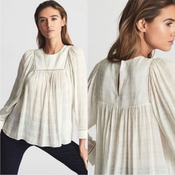 REISS NWT MARCIA LADDER INTEREST
BLOUSE in White/Cream Size 6 - Picture 2 of 11